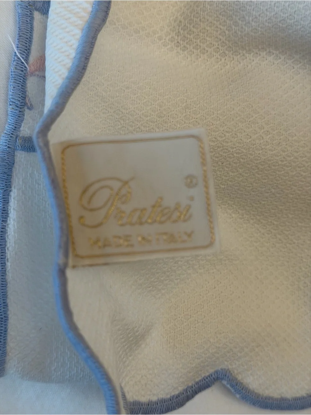 Pratesi Blanket Cover with Light Blue Trim
